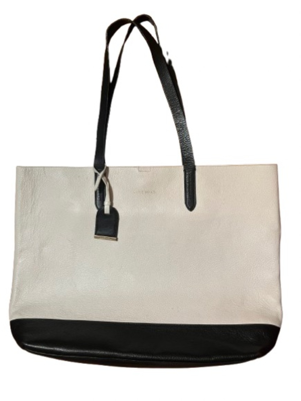 Cole Haan Two-Tone White and Black Leather Tote Bag